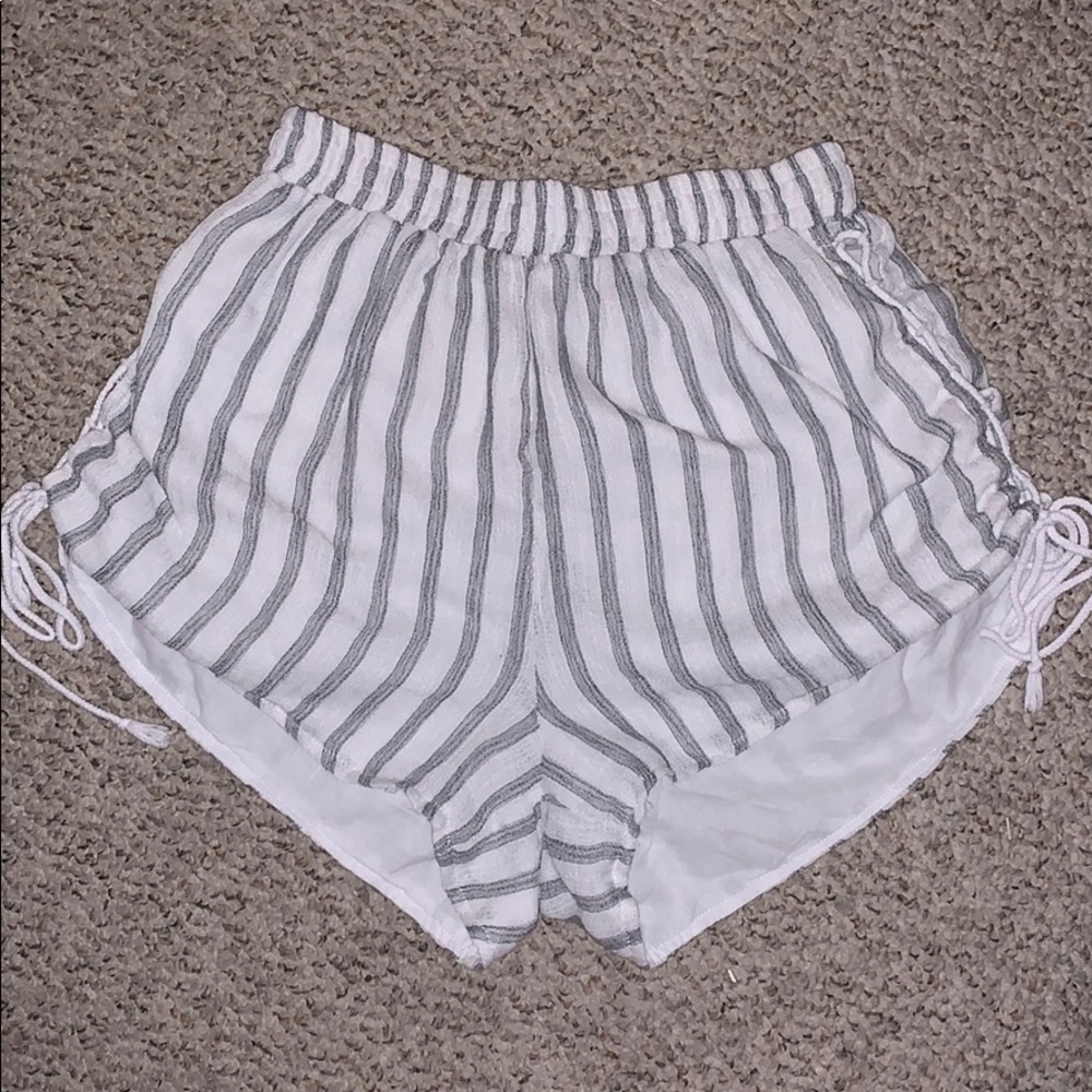 women’s millau grey and white striped shorts